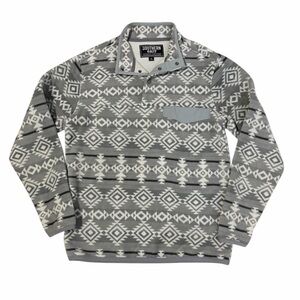 Southern Grit Aztec Pullover Fleece Mens Small Gray White Sweater Southwestern